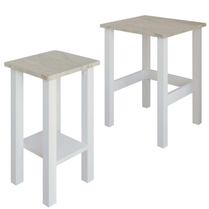 Hanah Home Gina 2 Juego de Mesas Auxiliares Blanco y Travertino Hanah Home Gina 2 Juego de Mesas Auxiliares Blanco y Travertino